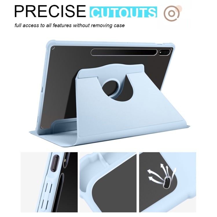 For Samsung Galaxy Tab S10+ / S9+ Acrylic 360 Degree Rotation Holder Tablet Leather Case(Ice Blue)