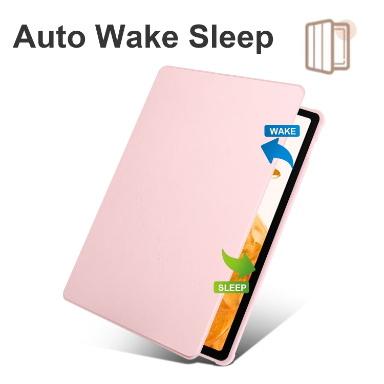 For Samsung Galaxy Tab S10+ / S9+ Acrylic 360 Degree Rotation Holder Tablet Leather Case(Sand Pink)