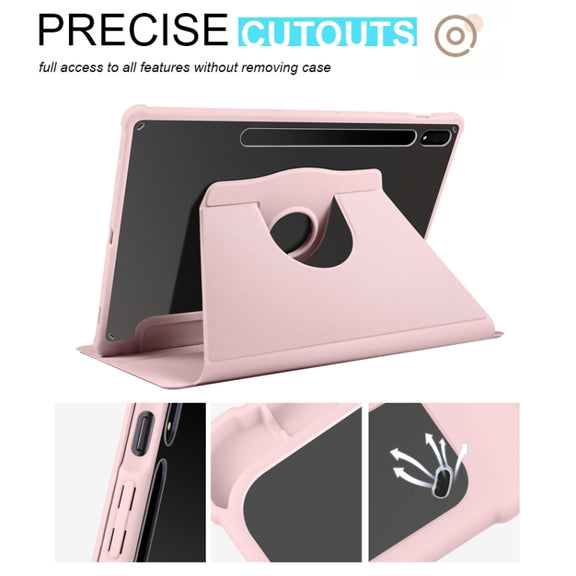 For Samsung Galaxy Tab S10+ / S9+ Acrylic 360 Degree Rotation Holder Tablet Leather Case(Sand Pink)
