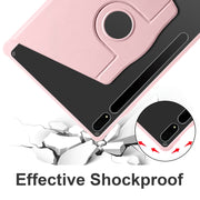 For Samsung Galaxy Tab S10+ / S9+ Acrylic 360 Degree Rotation Holder Tablet Leather Case(Sand Pink)