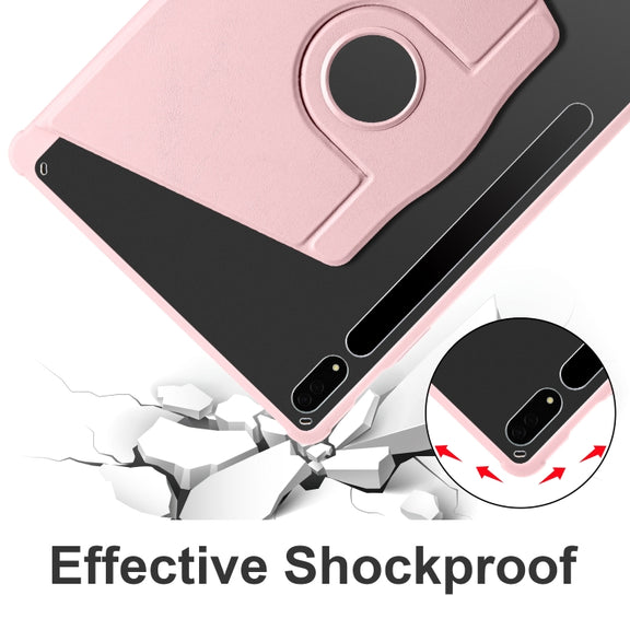 For Samsung Galaxy Tab S10+ / S9+ Acrylic 360 Degree Rotation Holder Tablet Leather Case(Sand Pink)