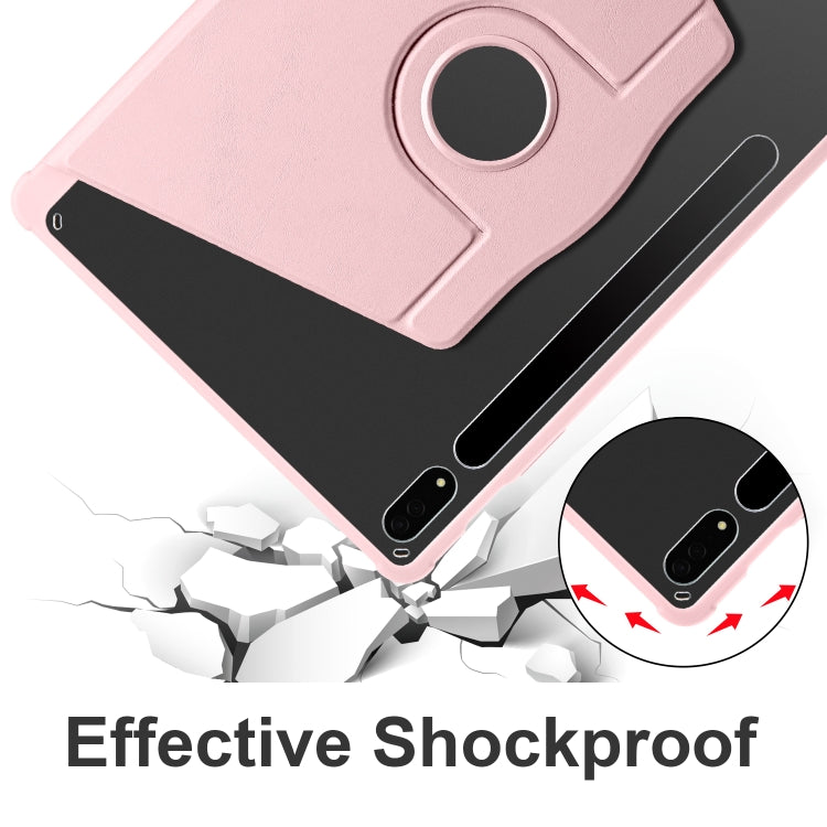 For Samsung Galaxy Tab S10+ / S9+ Acrylic 360 Degree Rotation Holder Tablet Leather Case(Sand Pink)