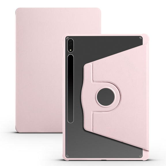 For Samsung Galaxy Tab S10+ / S9+ Acrylic 360 Degree Rotation Holder Tablet Leather Case(Sand Pink)