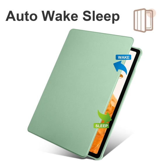 For Samsung Galaxy Tab S9+ X810 Acrylic 360 Degree Rotation Holder Tablet Leather Case(Matcha Green)