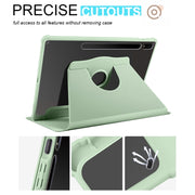 For Samsung Galaxy Tab S9+ X810 Acrylic 360 Degree Rotation Holder Tablet Leather Case(Matcha Green)