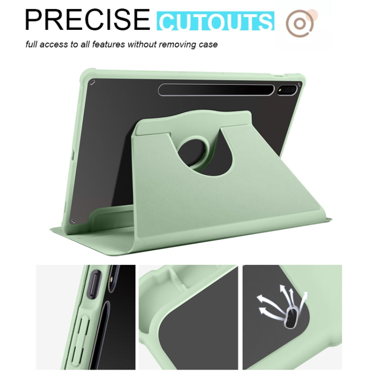 For Samsung Galaxy Tab S9+ X810 Acrylic 360 Degree Rotation Holder Tablet Leather Case(Matcha Green)
