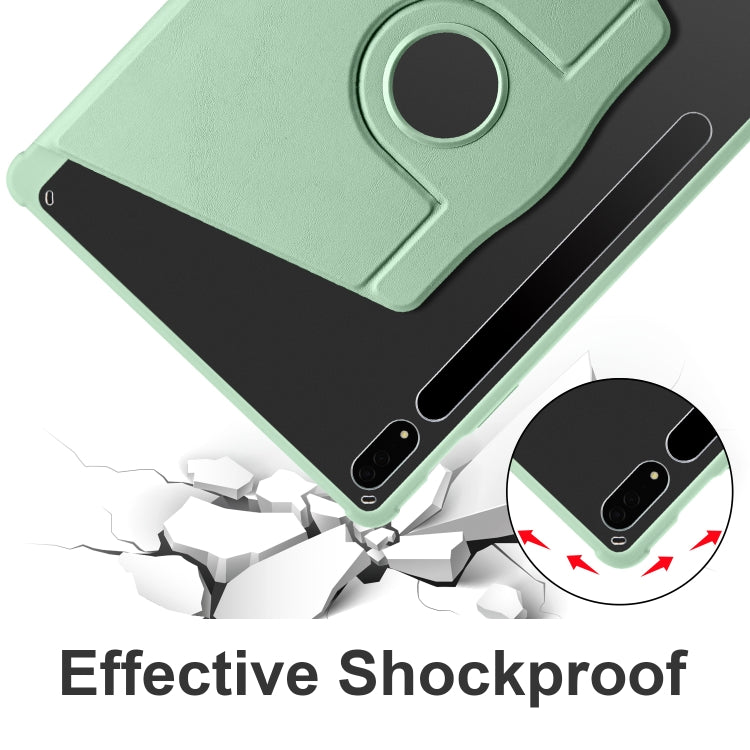 For Samsung Galaxy Tab S9+ X810 Acrylic 360 Degree Rotation Holder Tablet Leather Case(Matcha Green)