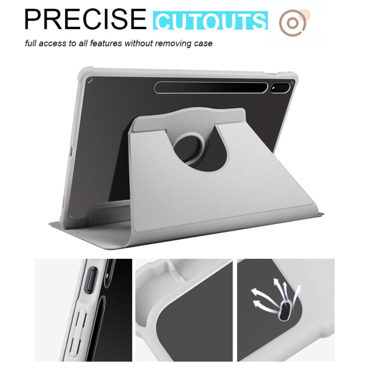 For Samsung Galaxy Tab S10+ / S9+ Acrylic 360 Degree Rotation Holder Tablet Leather Case(Grey)