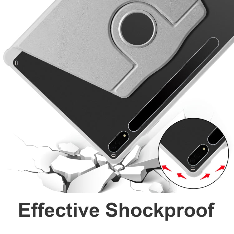 For Samsung Galaxy Tab S10+ / S9+ Acrylic 360 Degree Rotation Holder Tablet Leather Case(Grey)