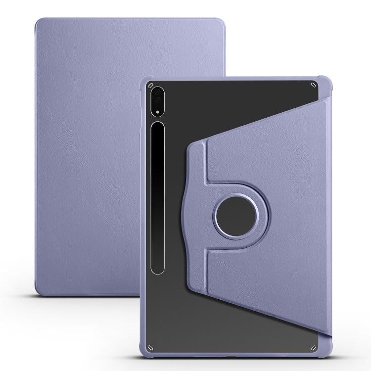 For Samsung Galaxy Tab S10+ / S9+ Acrylic 360 Degree Rotation Holder Tablet Leather Case(Lavender Purple)