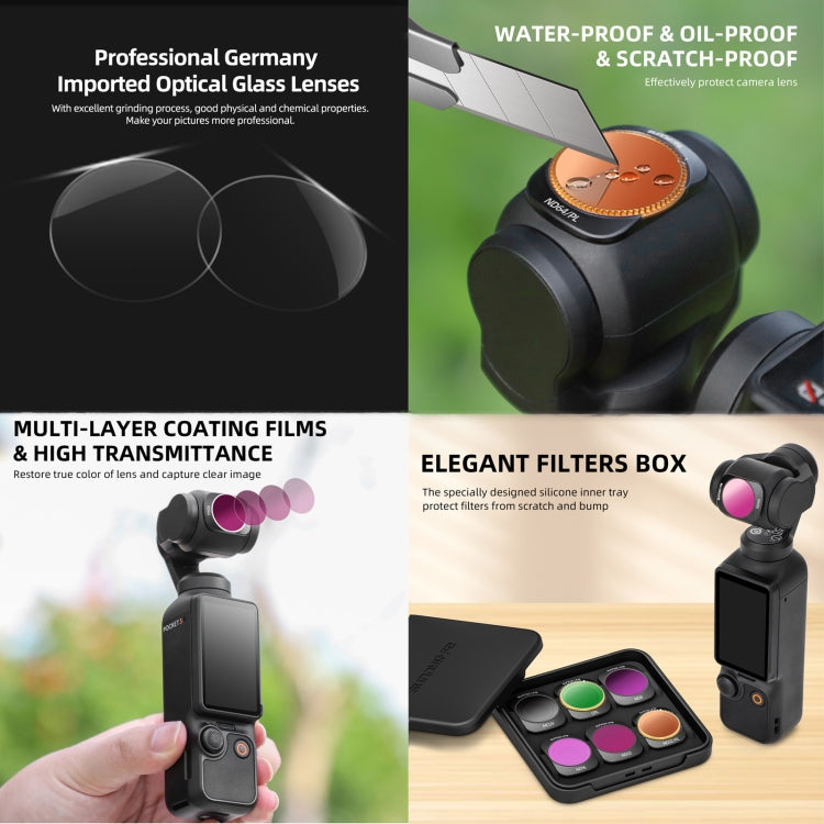 For DJI OSMO Pocket 3 Sunnylife Camera Lens Magnetic Metal Filter, Filter:ND64PL