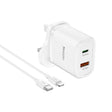 Yesido YC46 PD20W USB-C / Type-C + USB Travel Charger with 1m Type-C to 8 Pin Cable, UK Plug(White) - USB Charger by Yesido | Online Shopping South Africa | PMC TechLife | Buy Now Pay Later Mobicred