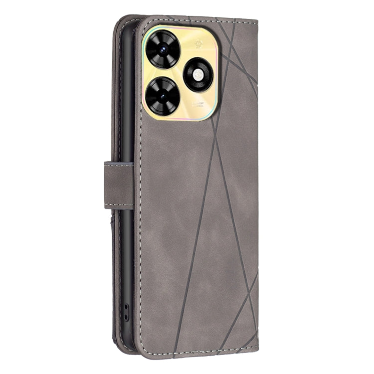For Tecno Spark Go 2024 / 20C / POP 8 Magnetic Buckle Rhombus Texture Leather Phone Case(Grey)