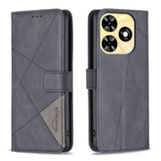 For Tecno Spark Go 2024 / 20C / POP 8 Magnetic Buckle Rhombus Texture Leather Phone Case(Black)