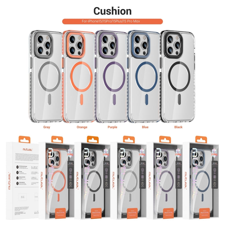For iPhone 15 Pro Max Mutural Cushion Series MagSafe Magnetic Phone Case(Purple)