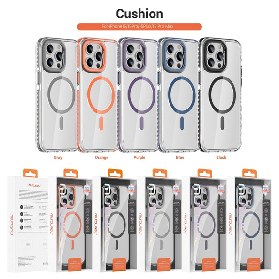 For iPhone 15 Pro Max Mutural Cushion Series MagSafe Magnetic Phone Case(Purple)