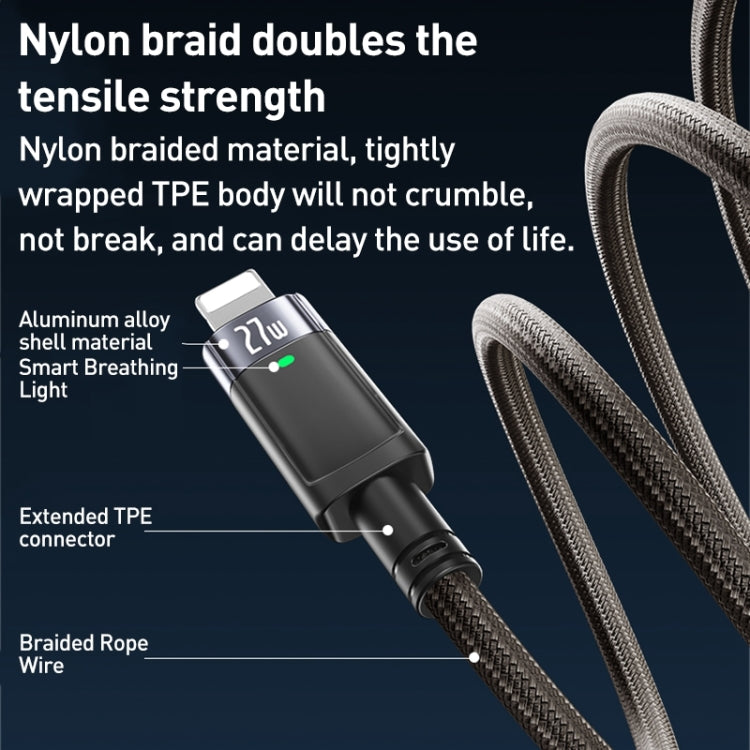YESIDO CA159 1.2m 27W USB-C / Type-C to 8 Pin Auto Power-off Charging Cable(Black)