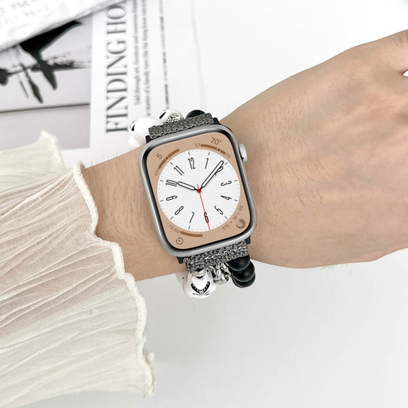 For Apple Watch Series 6 44mm Skull Beaded Watch Band(White)