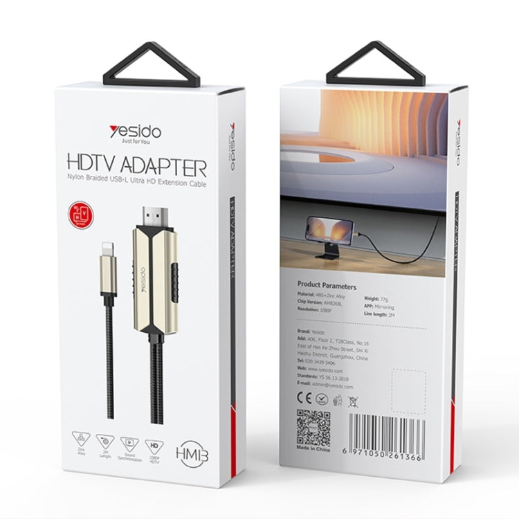 Yesido HM13 2m 8 Pin to HDMI 1080P HDTV Adapter Cable(Black+Gold)