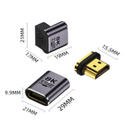 8K 60Hz HDTV to HDTV Magnetic Adapter, 3D Curved Female Vertical Front Side