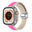 For Apple Watch Ultra 2 49mm Magnetic Folding Leather Silicone Watch Band(Rose Red) - Watch Bands by PMC TechLife | Online Shopping South Africa | PMC TechLife