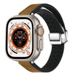 For Apple Watch Ultra 2 49mm Magnetic Folding Leather Silicone Watch Band(Crazy Horse Brown) - Watch Bands by PMC TechLife | Online Shopping South Africa | PMC TechLife | Buy Now Pay Later Mobicred