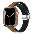 For Apple Watch Series 9 41mm Magnetic Folding Leather Silicone Watch Band(Crazy Horse Brown) - Watch Bands by PMC TechLife | Online Shopping South Africa | PMC TechLife