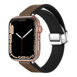 For Apple Watch SE 2022 40mm Magnetic Folding Leather Silicone Watch Band(Dark Brown) - Watch Bands by PMC TechLife | Online Shopping South Africa | PMC TechLife