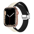 For Apple Watch SE 2022 40mm Magnetic Folding Leather Silicone Watch Band(Starlight White) - Watch Bands by PMC TechLife | Online Shopping South Africa | PMC TechLife