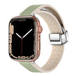 For Apple Watch Series 6 40mm Magnetic Folding Leather Silicone Watch Band(Grass Green) - Watch Bands by PMC TechLife | Online Shopping South Africa | PMC TechLife