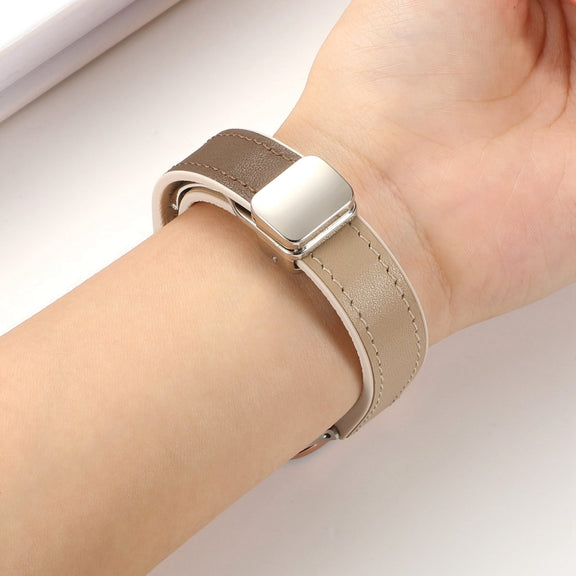 For Apple Watch Ultra 49mm Magnetic Folding Leather Silicone Watch Band(Rose Red)