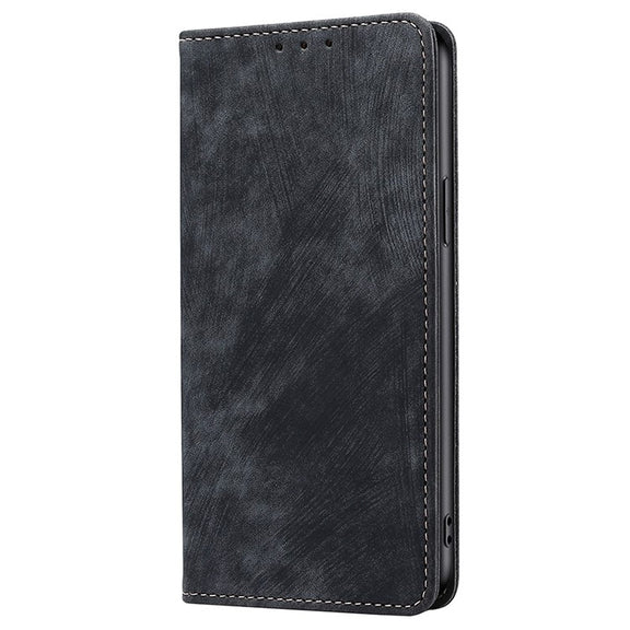 For Motorola Edge 5G 2024 RFID Anti-theft Brush Magnetic Leather Phone Case(Black)