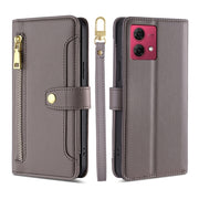 For Motorola Moto G84 5G Lite Sheep Texture Cross-body Zipper Wallet Leather Phone Case(Grey)