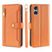 For Sony Xperia 5 V Lite Sheep Texture Cross-body Zipper Wallet Leather Phone Case(Orange)