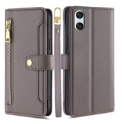 For Sony Xperia 10 VI Lite Sheep Texture Cross-body Zipper Wallet Leather Phone Case(Grey)