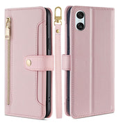 For Sony Xperia 10 VI Lite Sheep Texture Cross-body Zipper Wallet Leather Phone Case(Pink)