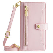 For Sony Xperia 10 VI Lite Sheep Texture Cross-body Zipper Wallet Leather Phone Case(Pink)