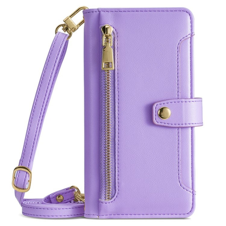 For Sony Xperia 10 VI Lite Sheep Texture Cross-body Zipper Wallet Leather Phone Case(Purple)