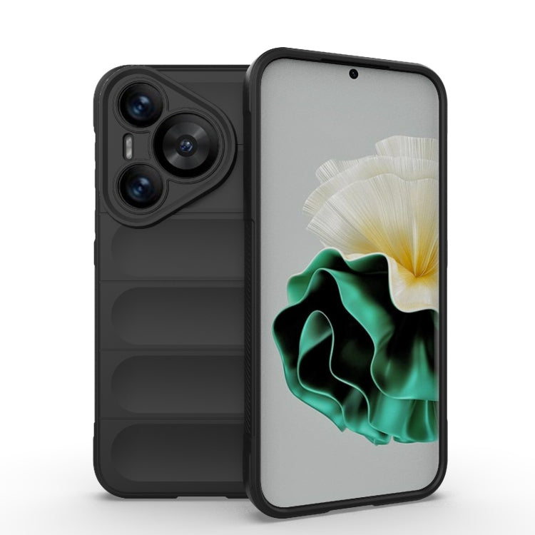 For Huawei Pura 70 Magic Shield TPU + Flannel Phone Case(Black)