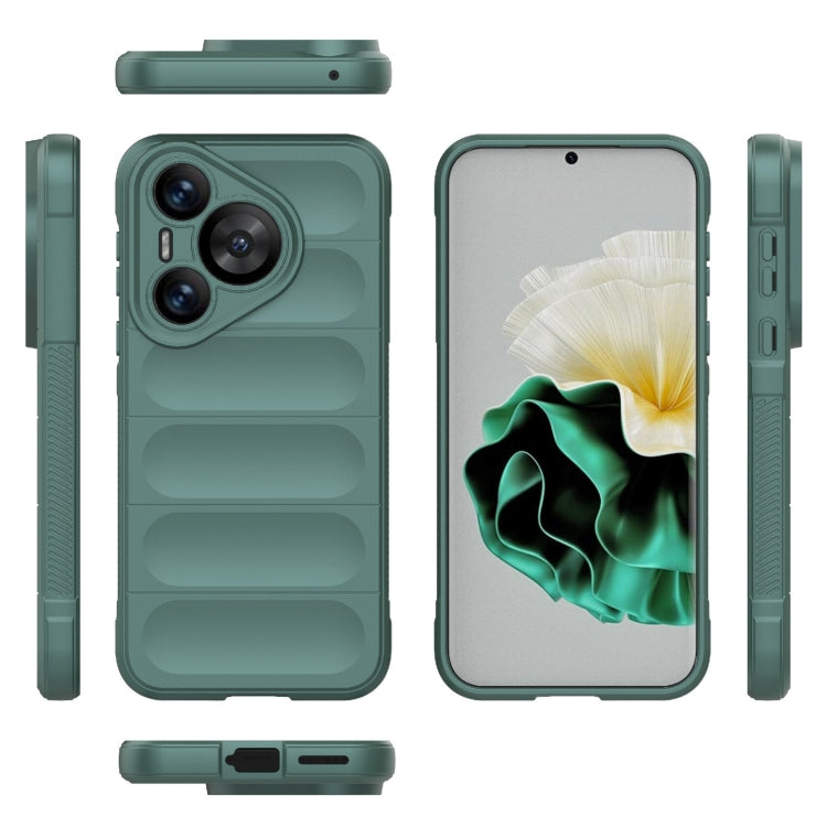 For Huawei Pura 70 Magic Shield TPU + Flannel Phone Case(Dark Green)