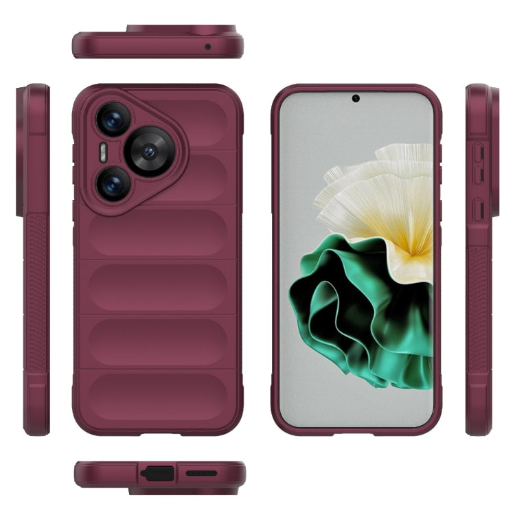 For Huawei Pura 70 Magic Shield TPU + Flannel Phone Case(Wine Red)