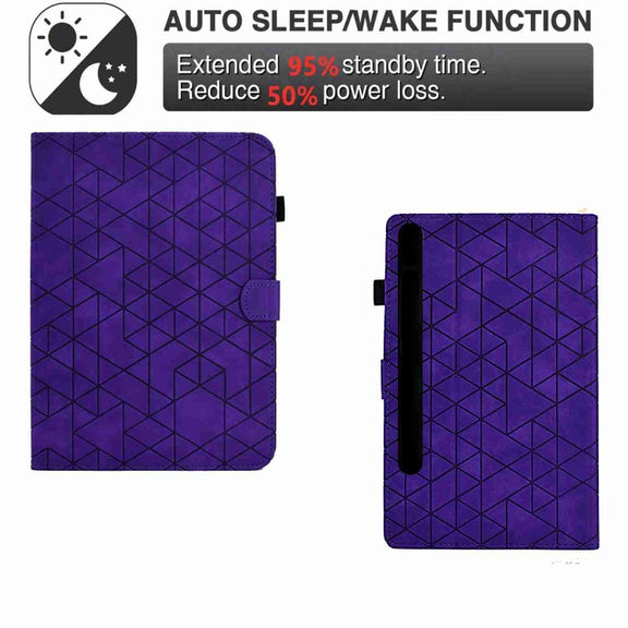 For Samsung Galaxy Tab S9 Rhombus TPU Smart Leather Tablet Case(Purple)