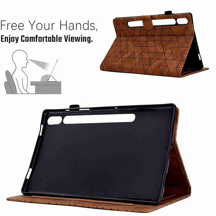 For Samsung Galaxy Tab S9 Rhombus TPU Smart Leather Tablet Case(Brown)