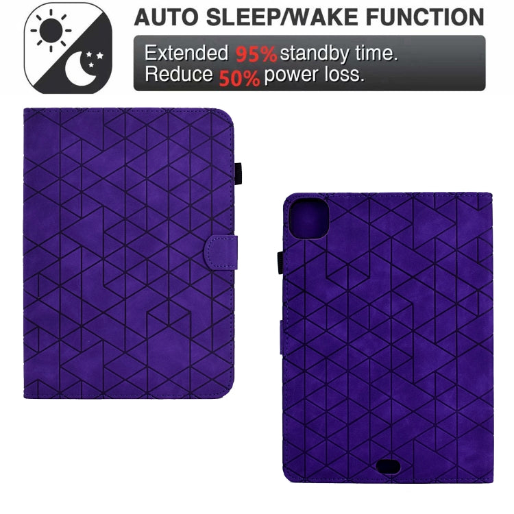 For iPad Pro 11 2024 Rhombus TPU Smart Leather Tablet Case(Purple)