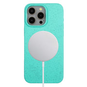 For iPhone 15 Pro Max Wheat MagSafe Magnetic Straw Material + TPU Phone Case(Green)