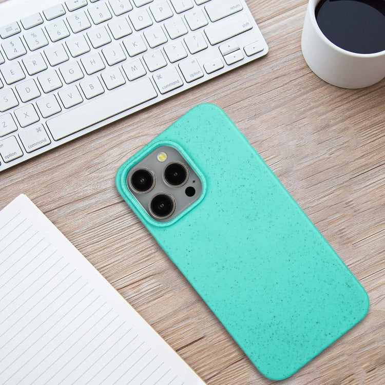 For iPhone 15 Pro Max Wheat MagSafe Magnetic Straw Material + TPU Phone Case(Green)
