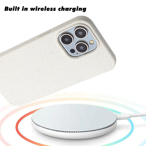 For iPhone 15 Pro Wheat MagSafe Magnetic Straw Material + TPU Phone Case(White)
