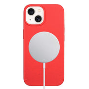 For iPhone 15 Plus Wheat MagSafe Magnetic Straw Material + TPU Phone Case(Red)