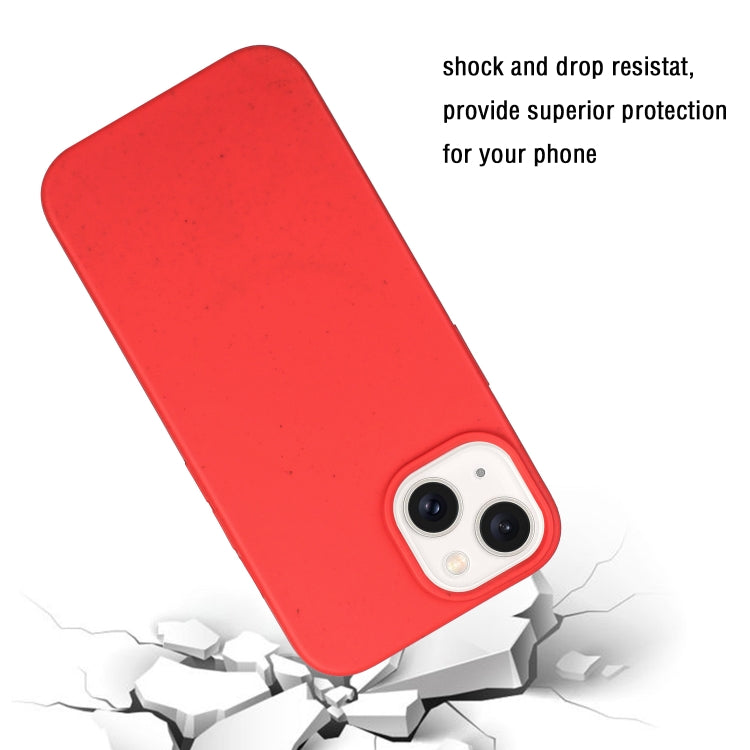 For iPhone 15 Plus Wheat MagSafe Magnetic Straw Material + TPU Phone Case(Red)
