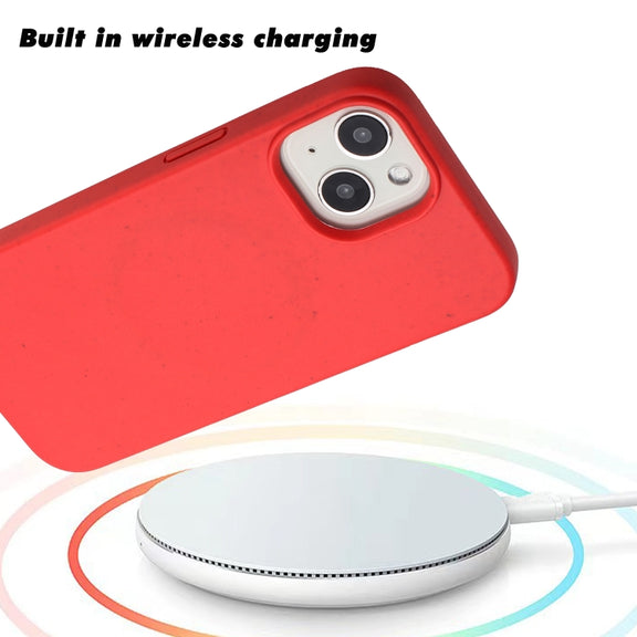 For iPhone 15 Plus Wheat MagSafe Magnetic Straw Material + TPU Phone Case(Red)